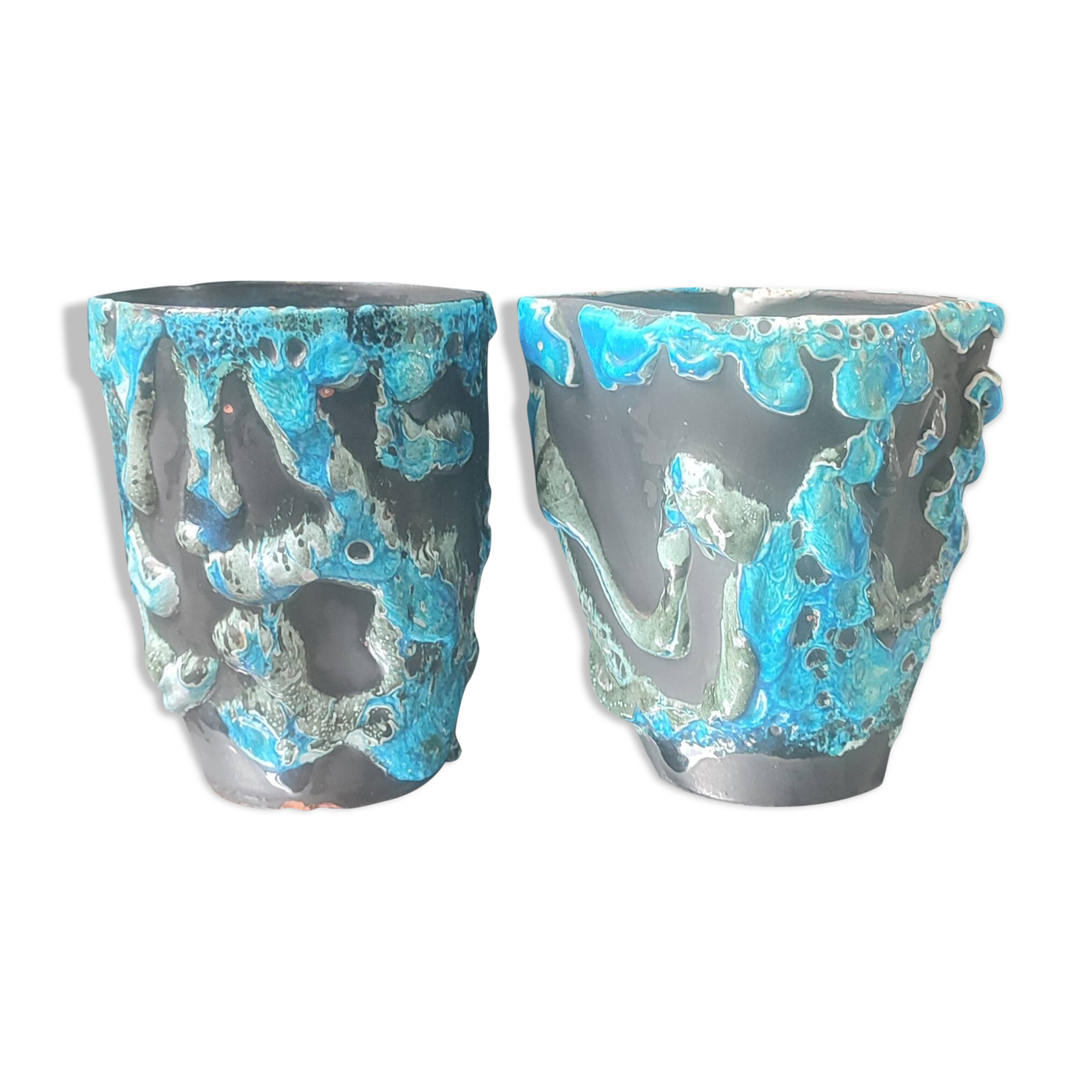 Milk jug and ceramic cup Cyclope Émaux des Glaciers Charles Cart