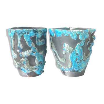 Pot à lait et tasse céramique Cyclope Émaux des Glaciers Charles Cart