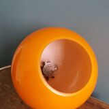 70s space age orange glass globe ball pendant light