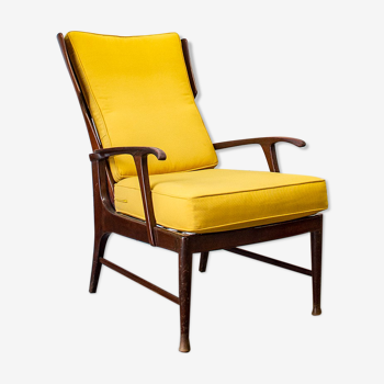 Recliner wooden armchair, Italy 50s