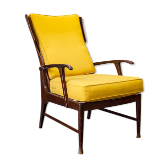 Recliner wooden armchair, Italy 50s