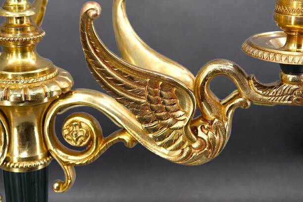 Flamboyant Pair of Candelabra/Chandeliers Solid Bronze Empire Style
