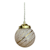 Vintage art deco globe pendant light in pink and gold Clichy glass