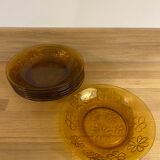 Vereco hollow plates with flowers, amber color