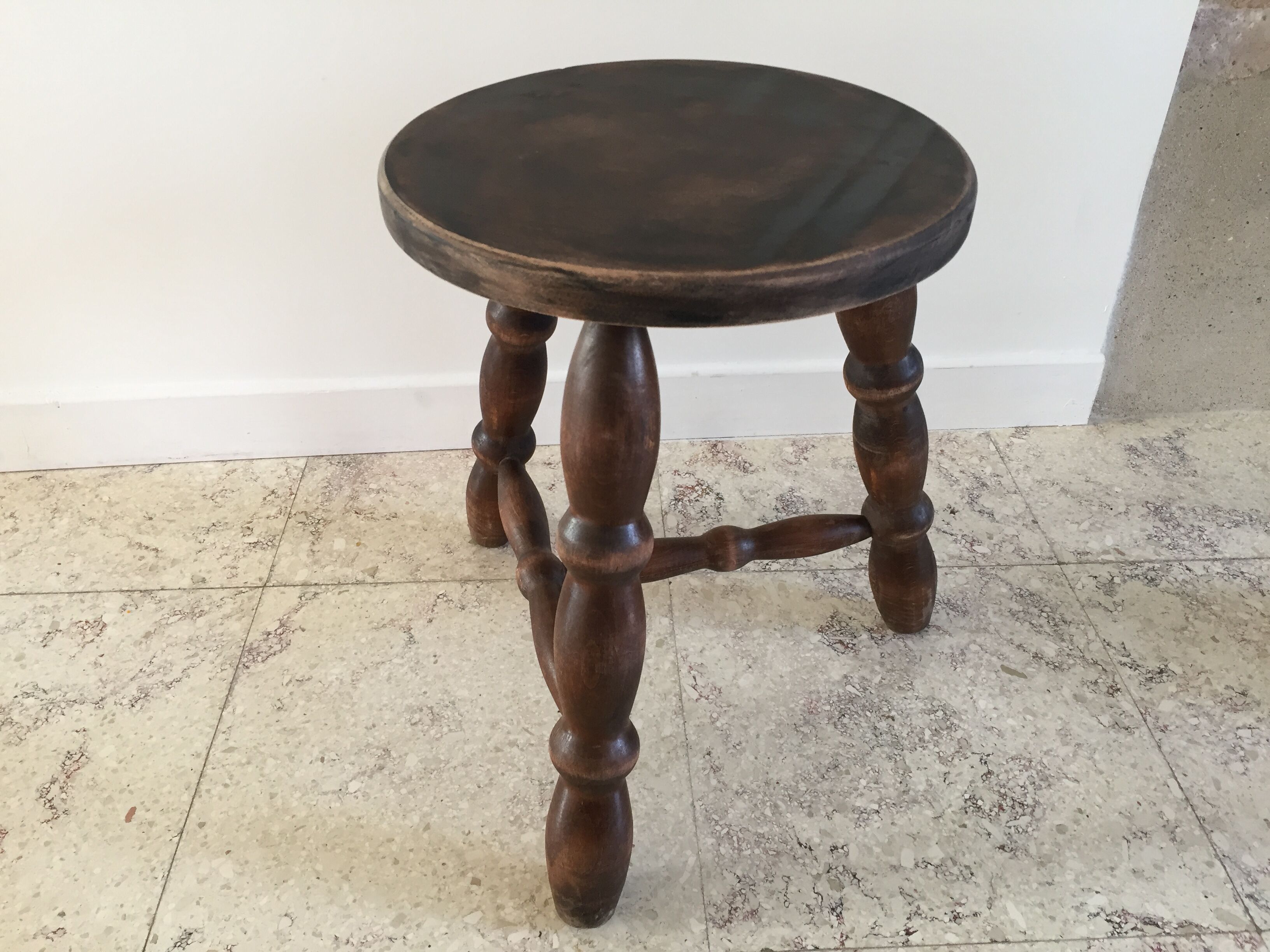 Wooden stool turned vintage tripod