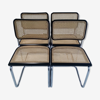 Suite of 4 Cesca B32 chairs by Marcel Breuer vintage 1986
