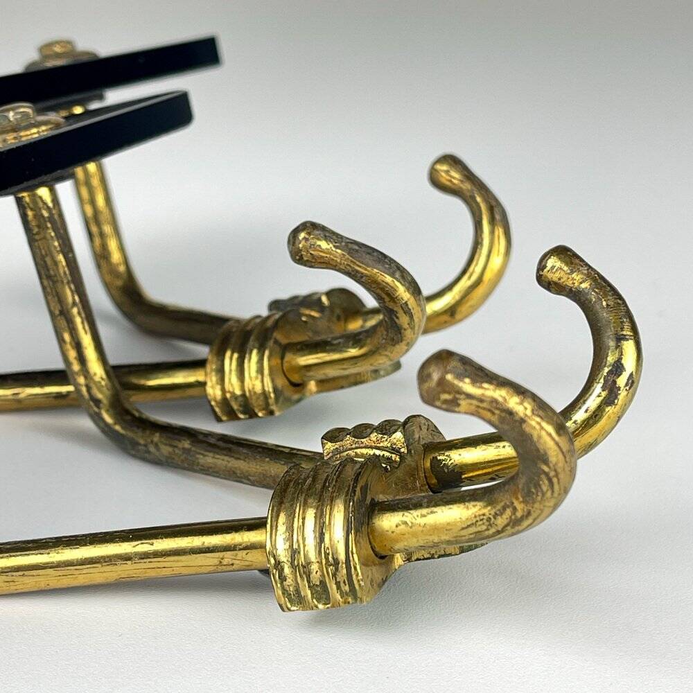 Vintage brass coat hooks, Italy, 1950s, set of 2