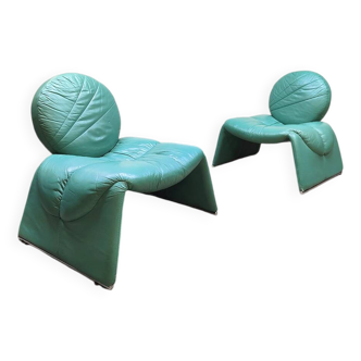 Chaises longues Calypso au design italien vintage turquoise Vittorio Introine Saporiti