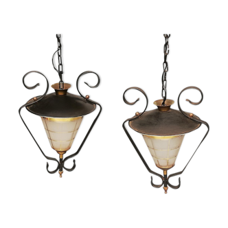 Pair of outdoor hanging lamps 1960