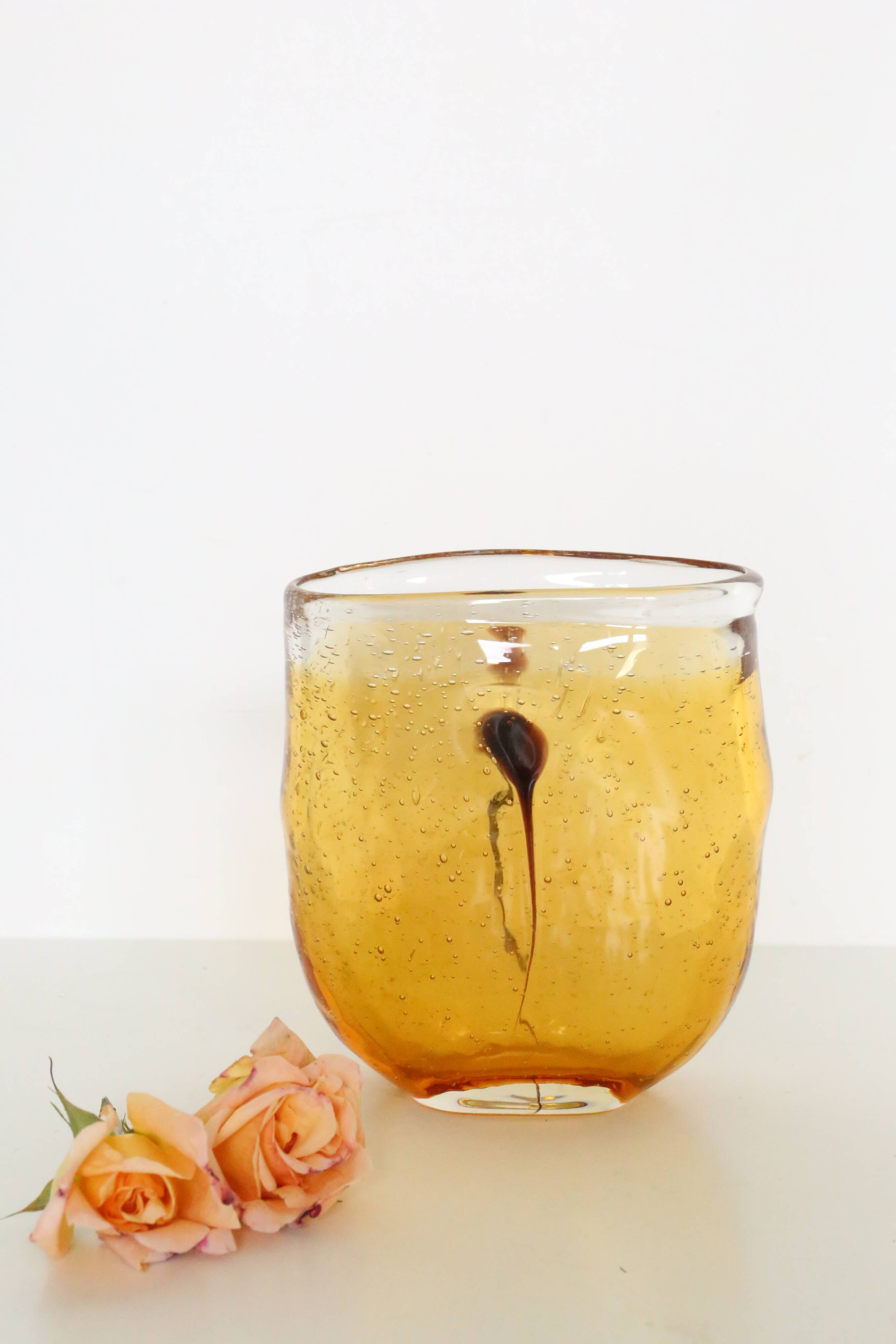 Beautiful mouth-blown bubble glass vase