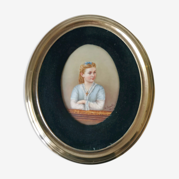 Portrait de jeune fille médaillon XIX° siècle