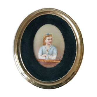 Portrait de jeune fille médaillon XIX° siècle