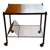 table roulante porte vinyles vintage des années 60 dessus bois
