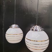 Pair of opaline pendant lights