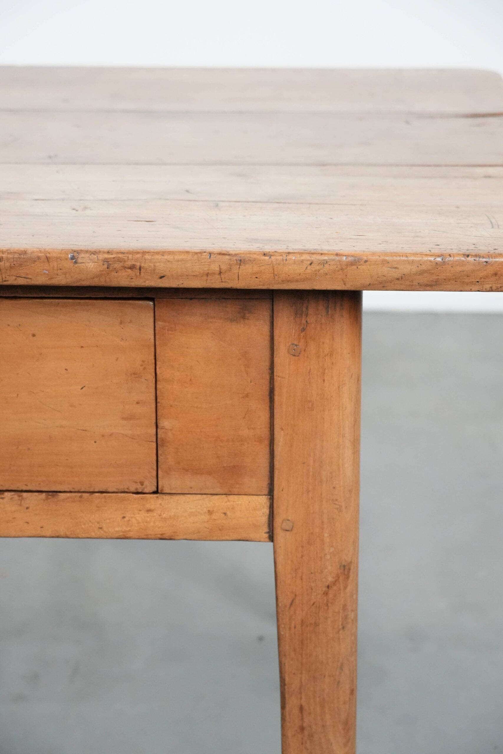 Fantastic antique French coffee table made of fruitwood with two drawers