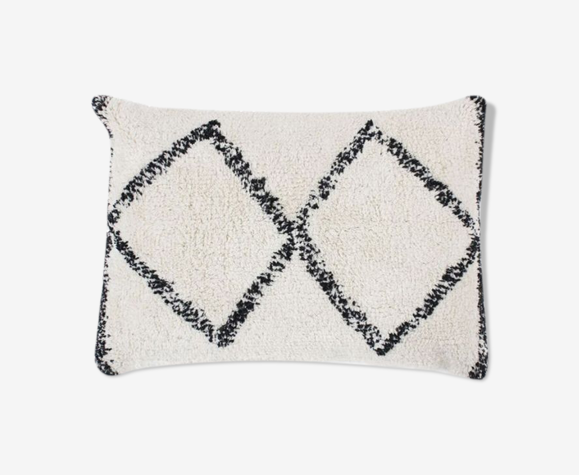 Coussin berbere 40x60 blanc losange noir