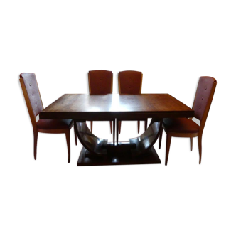 Wooden art deco table and chairs