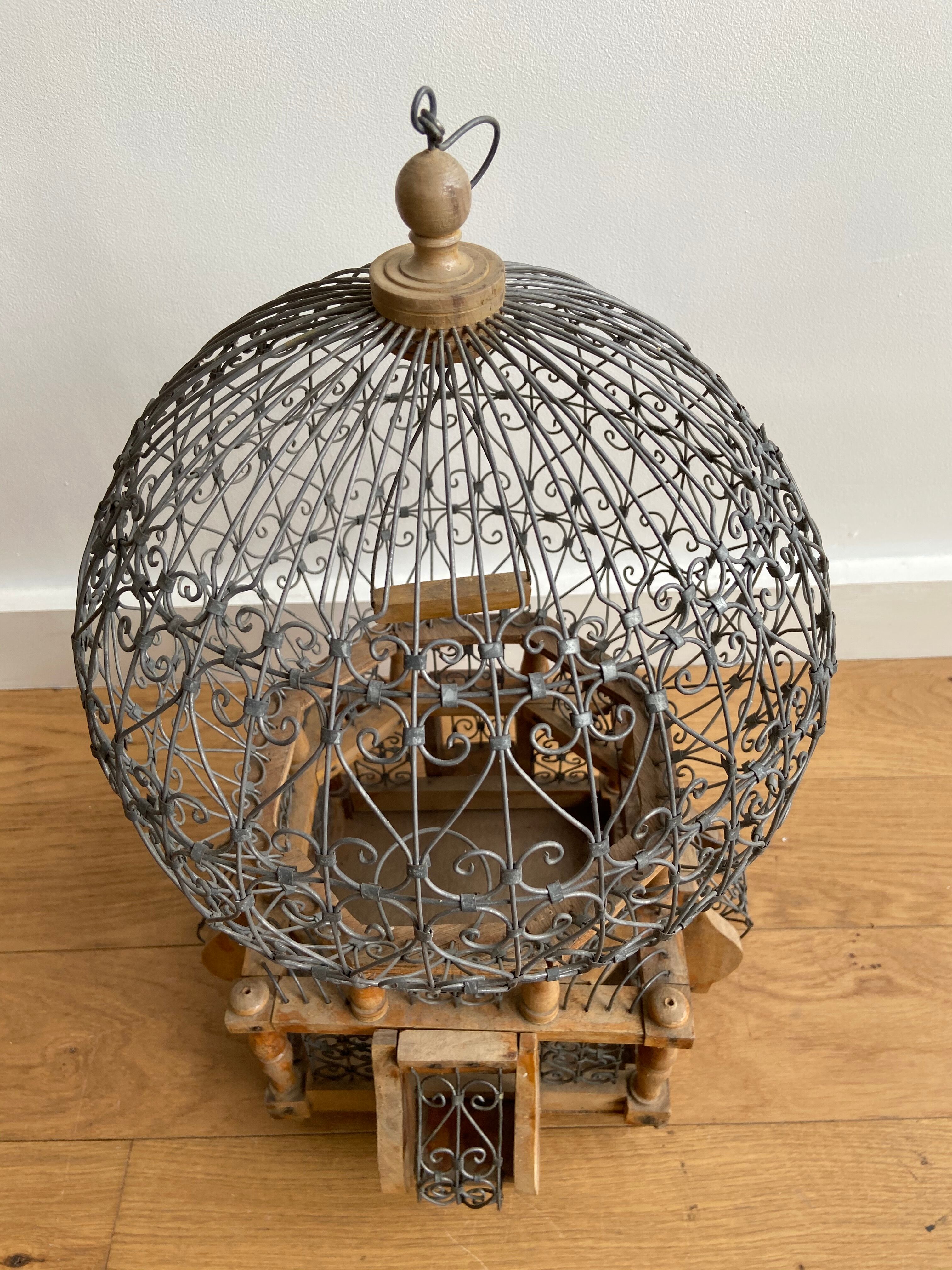 Wooden and metal birdcage
