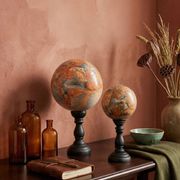Stunning red Maligano jasper spheres on bases — Decorative mineral duo