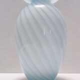 Murano Glass Vase with Light Blue and White Canes, Italy