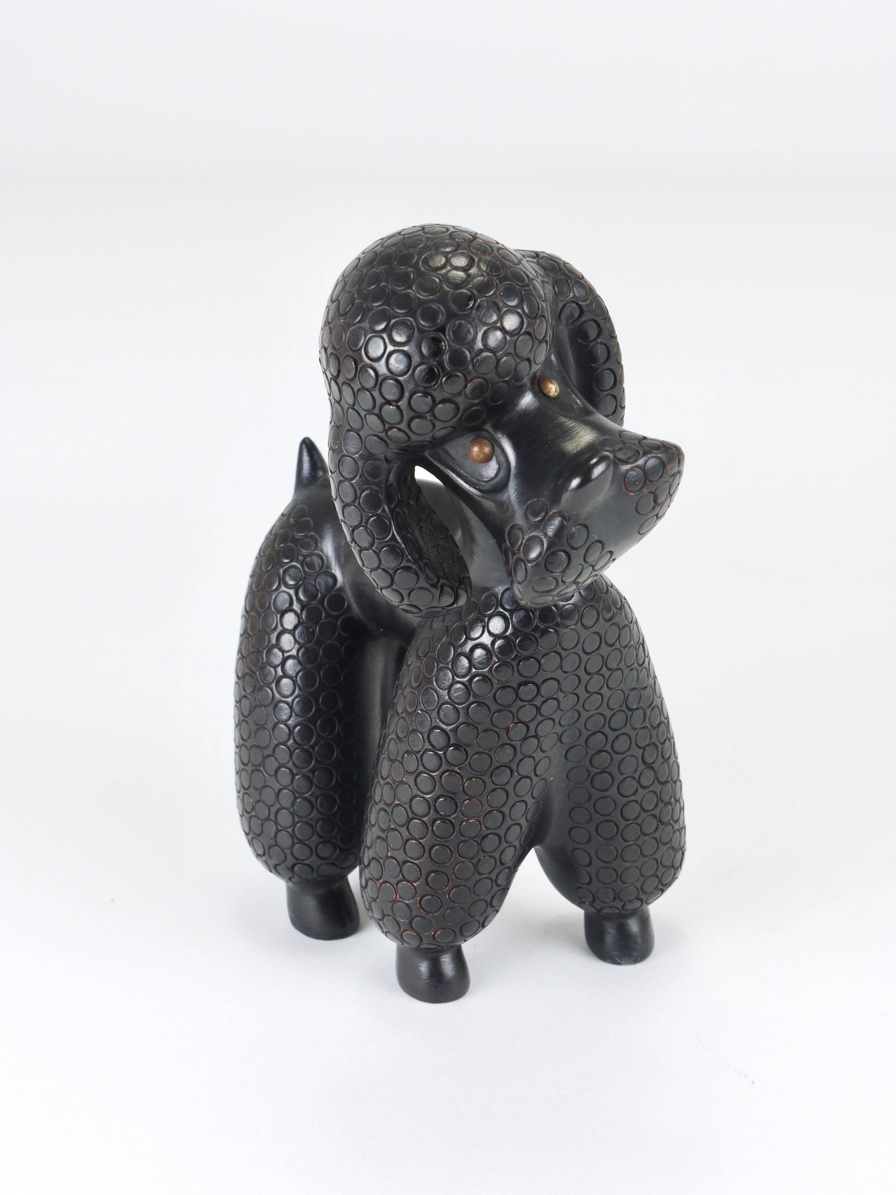 Charming Poodle Figurine Sculpture by Leopold Anzengruber, Austria, 1950s