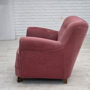 1960s, Danish relax armchair, furniture velour, oak wood.