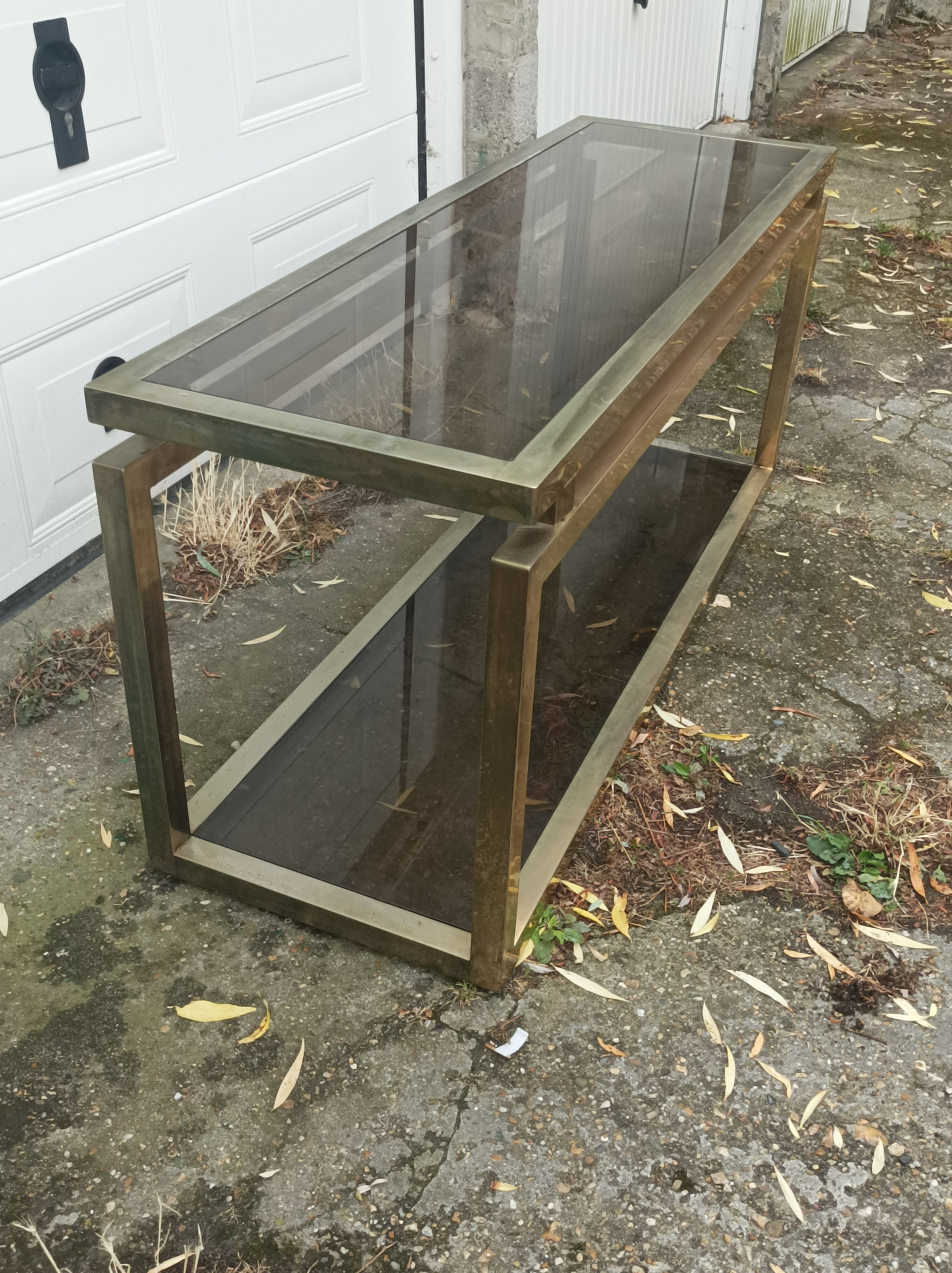 Old large vintage brass console table 1970