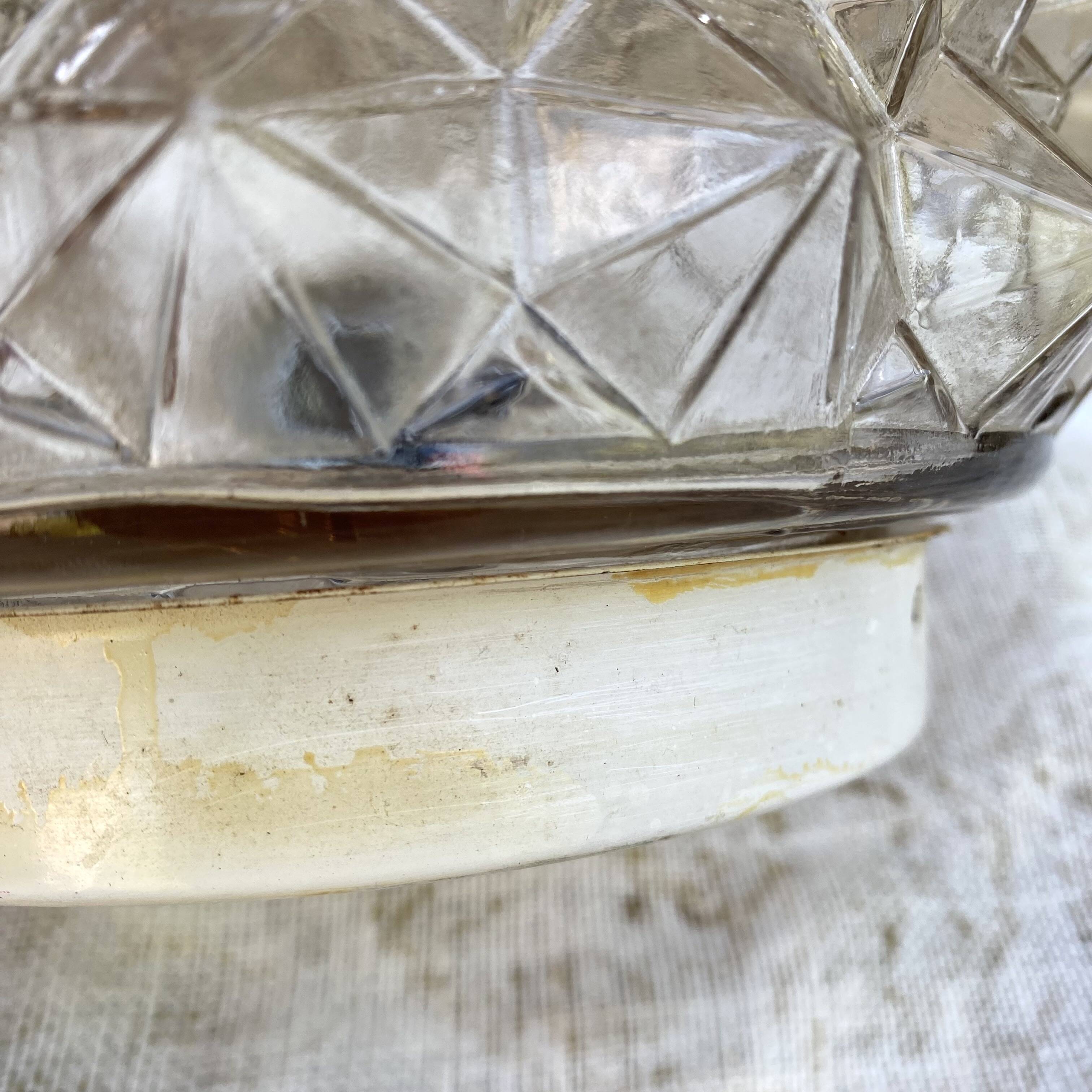 Plafonnier rond vintage en verre fumé, années 70