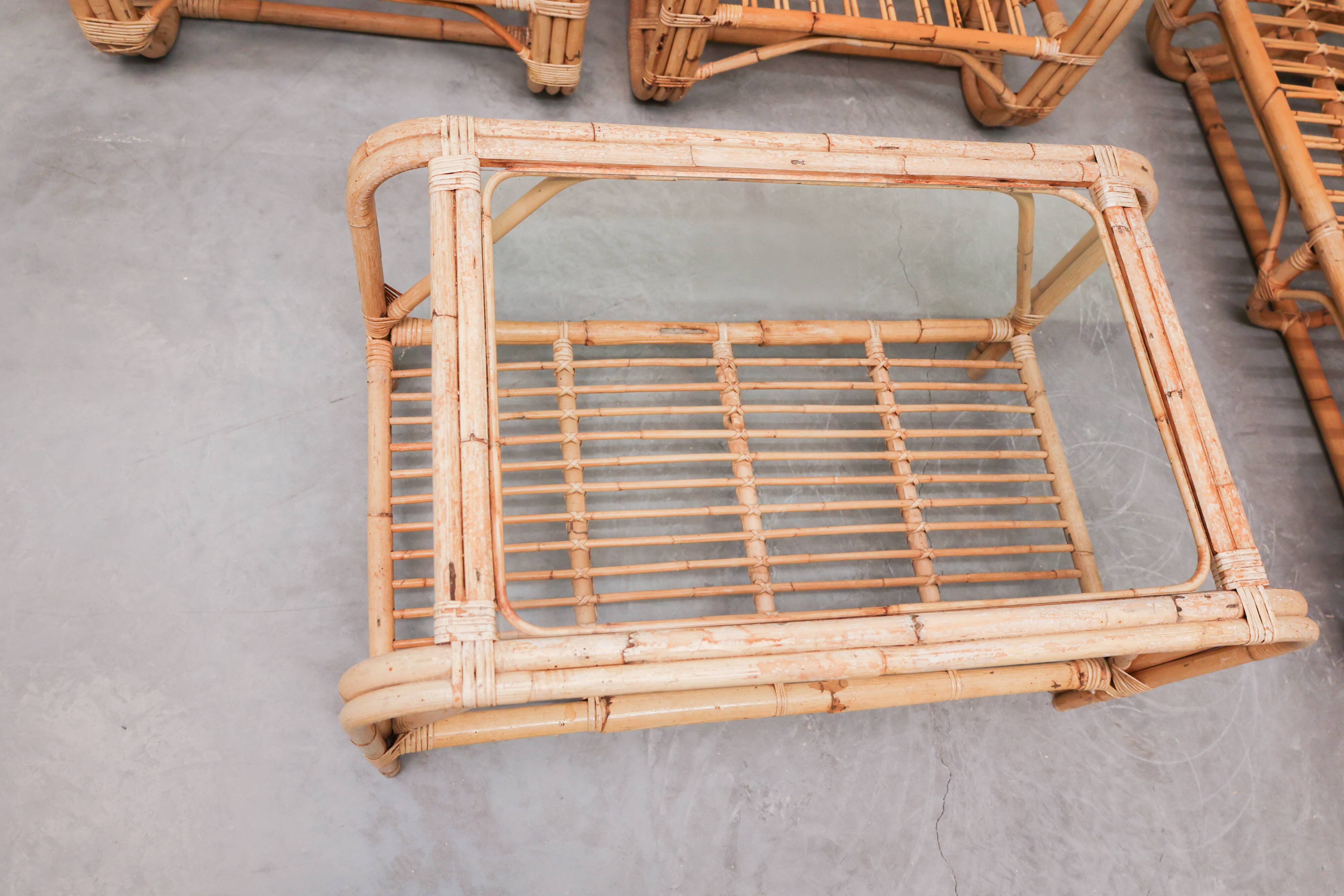 Vintage Rattan Lounge Set