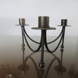 Tripod candlestick in crude steel for 3 candles 70s