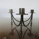 Tripod candlestick in crude steel for 3 candles 70s