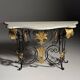 Table console en fer forgé avec marbre, années 1950