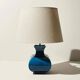 Vintage ceramic lamp Molin Charolles glazed turquoise blue - French 1970s