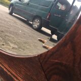 Beveled wooden mirror