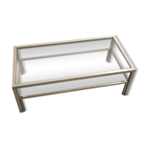 Double-top coffee table with smoked glass top and chromed steel 1970
