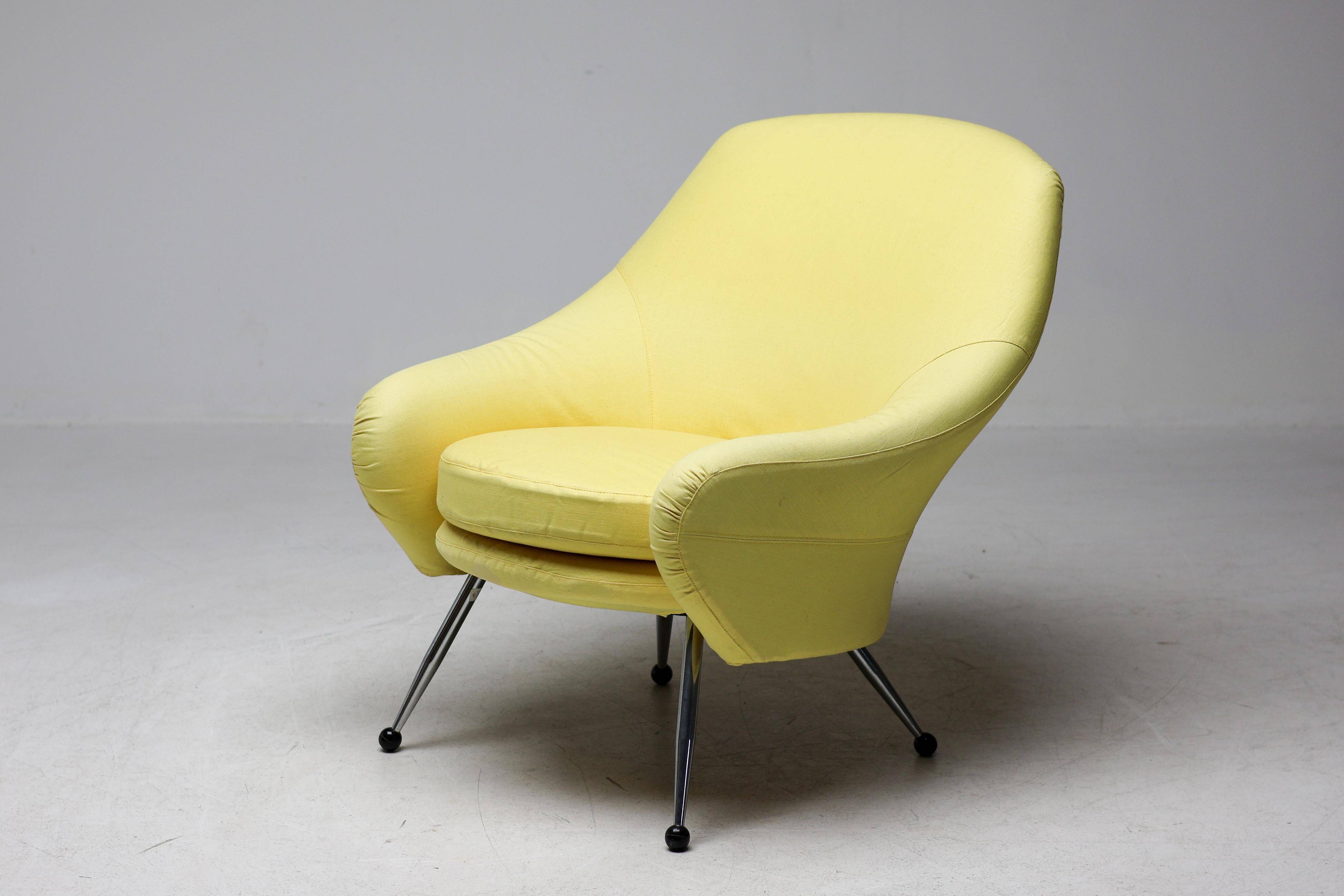 Chair Marco Zanuso Martingala - Bright yellow cotton fabric