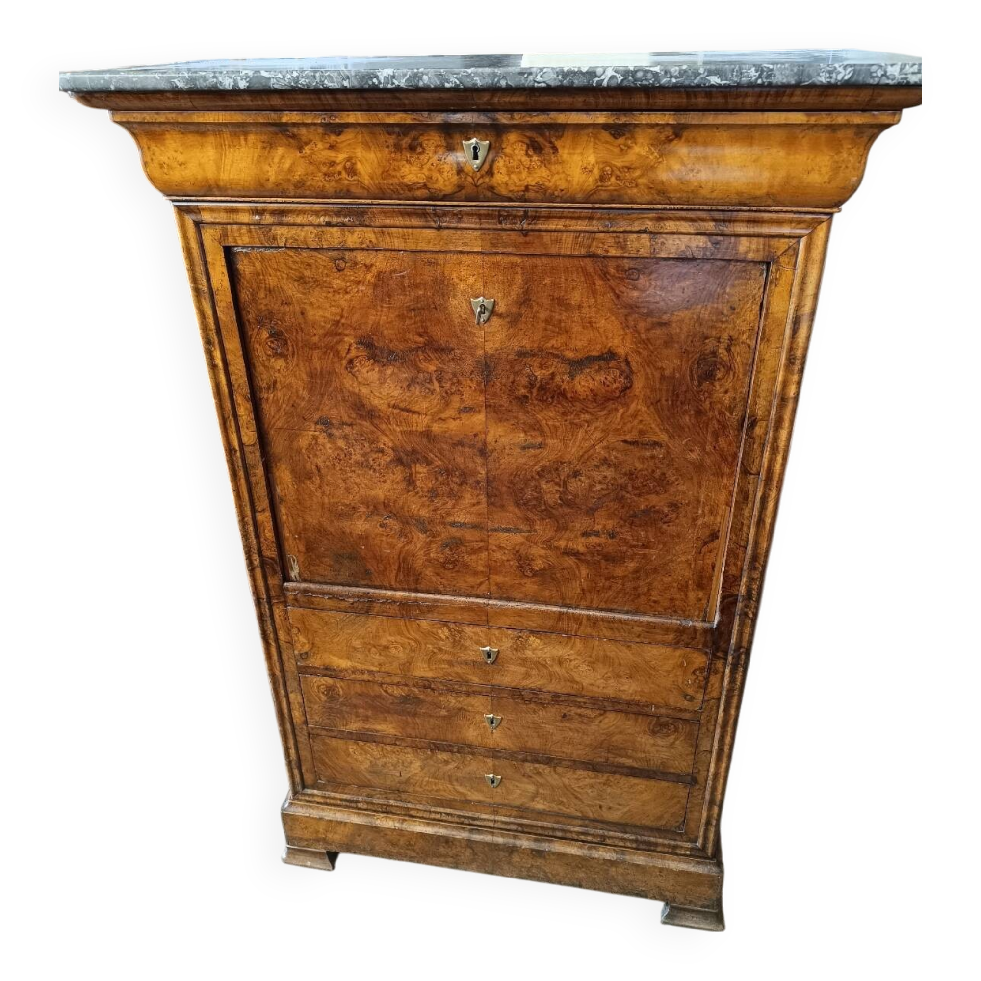 Louis-Philippe style walnut burl secretary, 19th century.