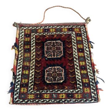 Vintage Handmade Wool Carpet Bag: Oriental Tribal Art Shoulder Bag