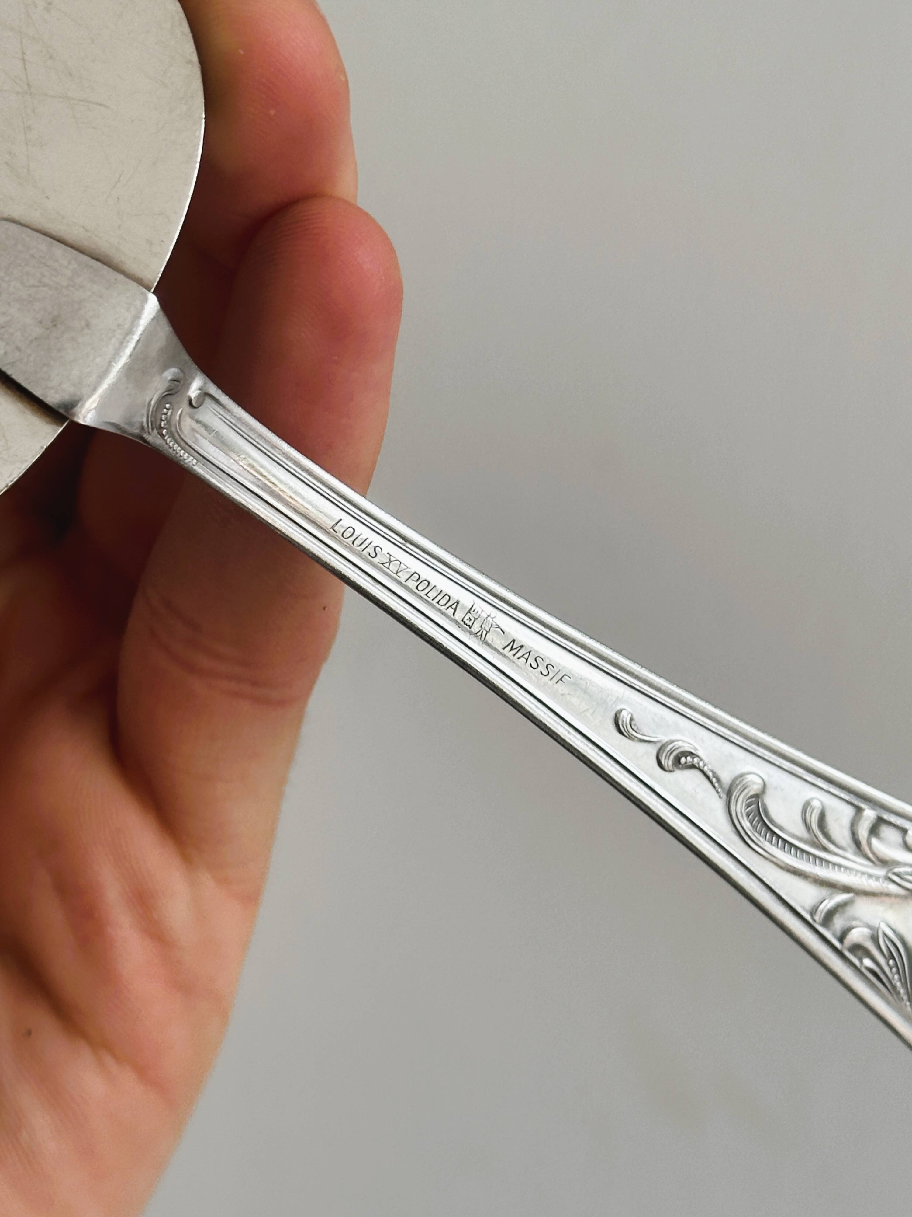 Silver metal cake server Louis XV 1818 Polida.