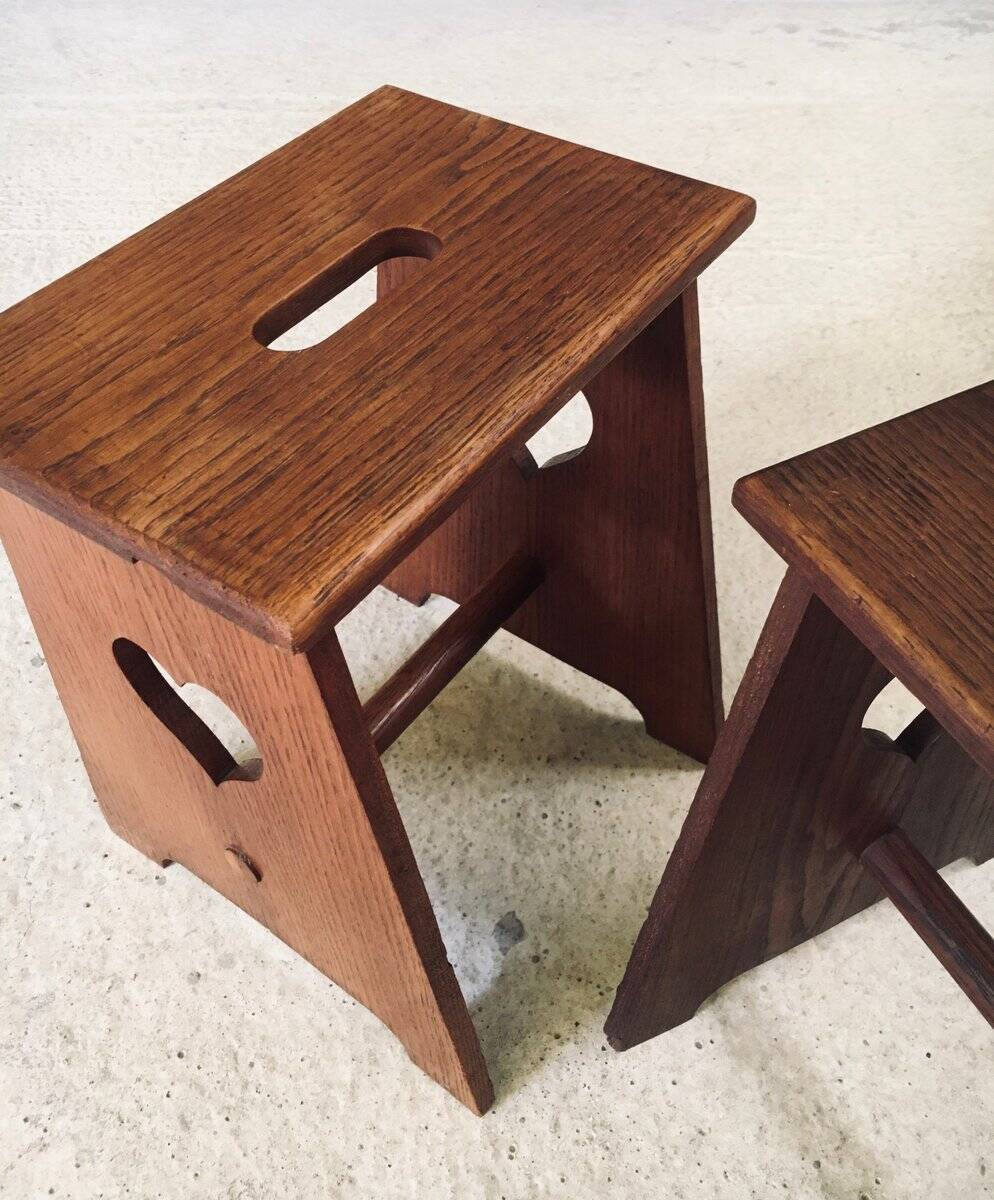 Arts & Crafts Heart Stools, Belgium, 1920s, Set of 2