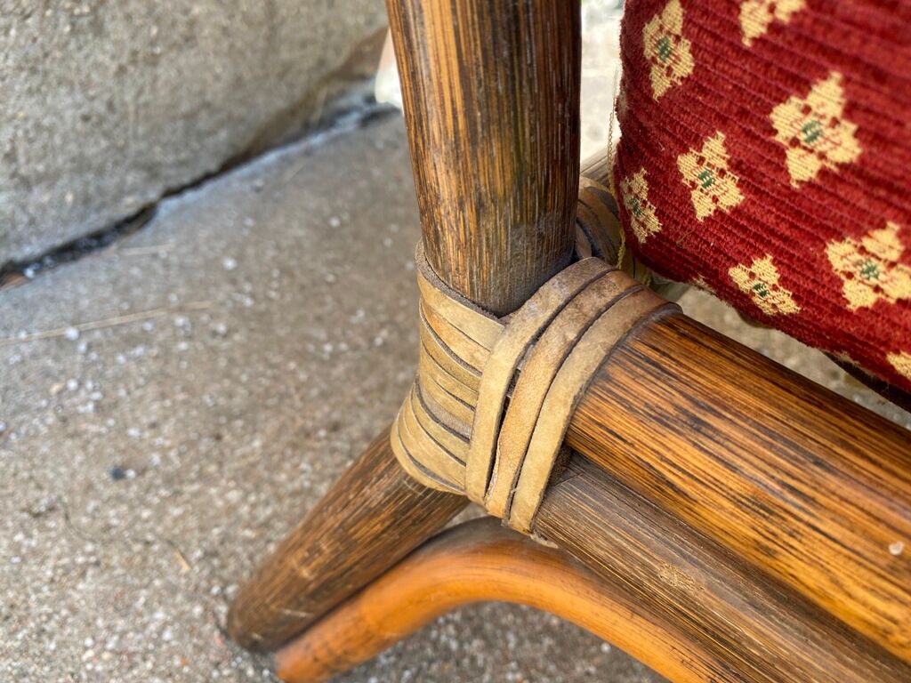 Vintage rattan lounge set 1 bench and 2 armchairs