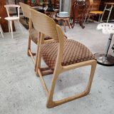 Pair of "Sled" chairs by Baumann in bent beech - Design 1960