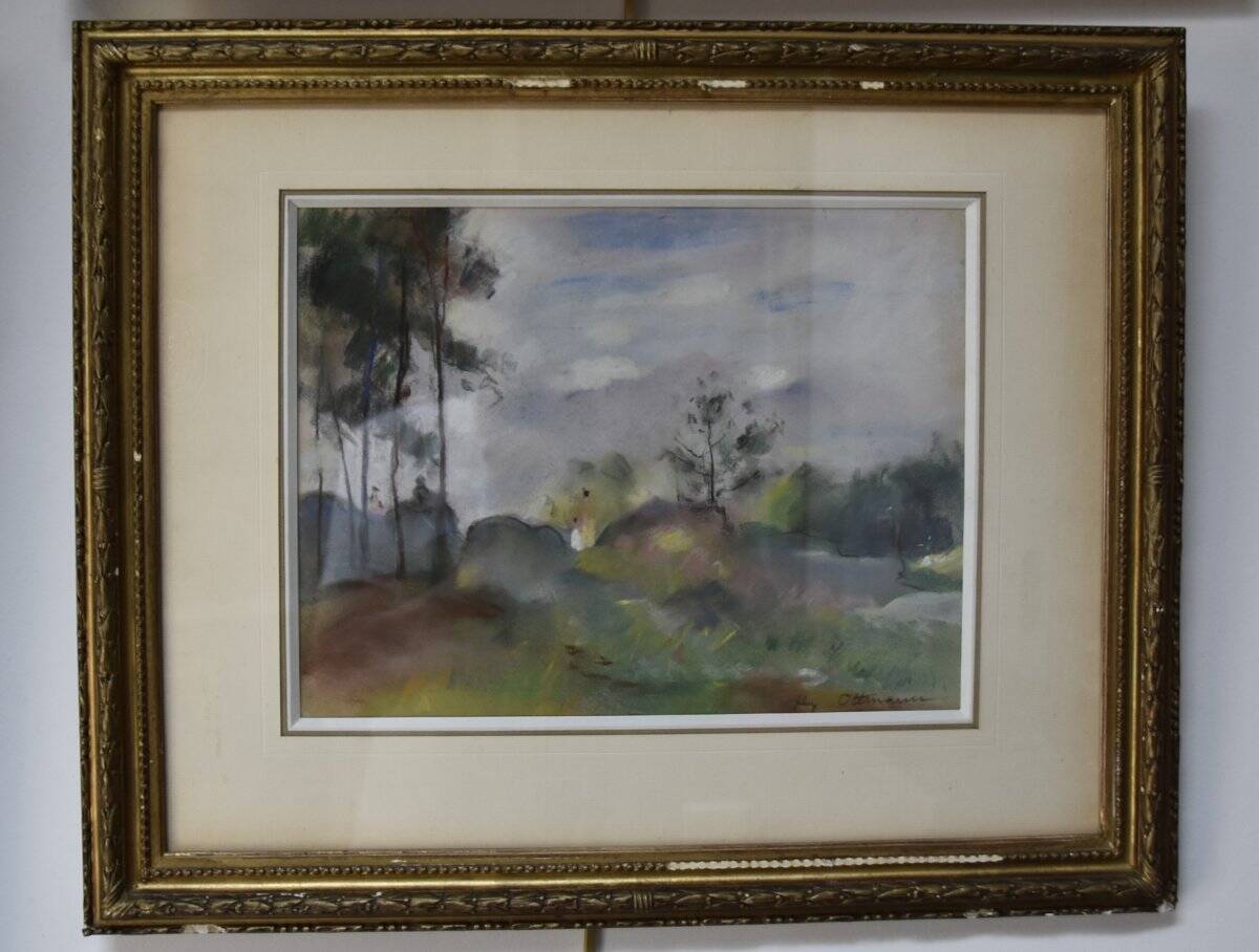 Henry Ottmann (1877-1927) Edge of the woods in the mist, signed pastel