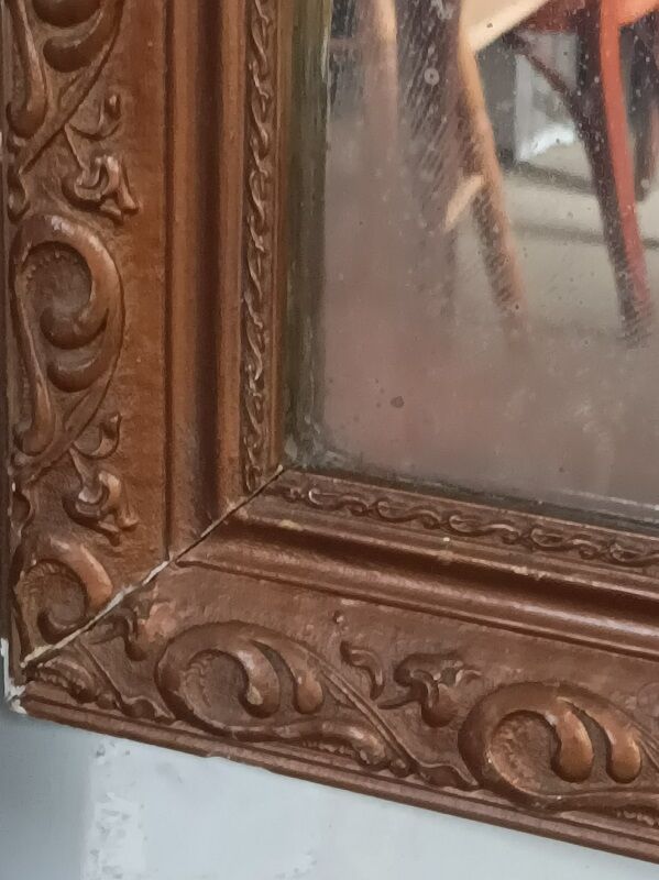 Wooden frame mirror patinated gold plaster dpc 0923079