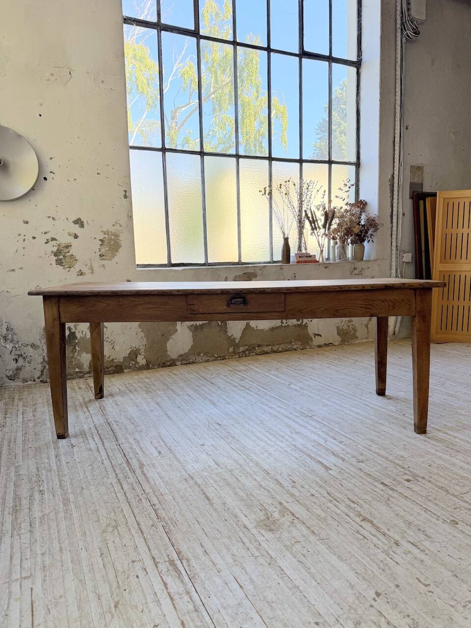 Pine and oak + walnut farmhouse table 1950