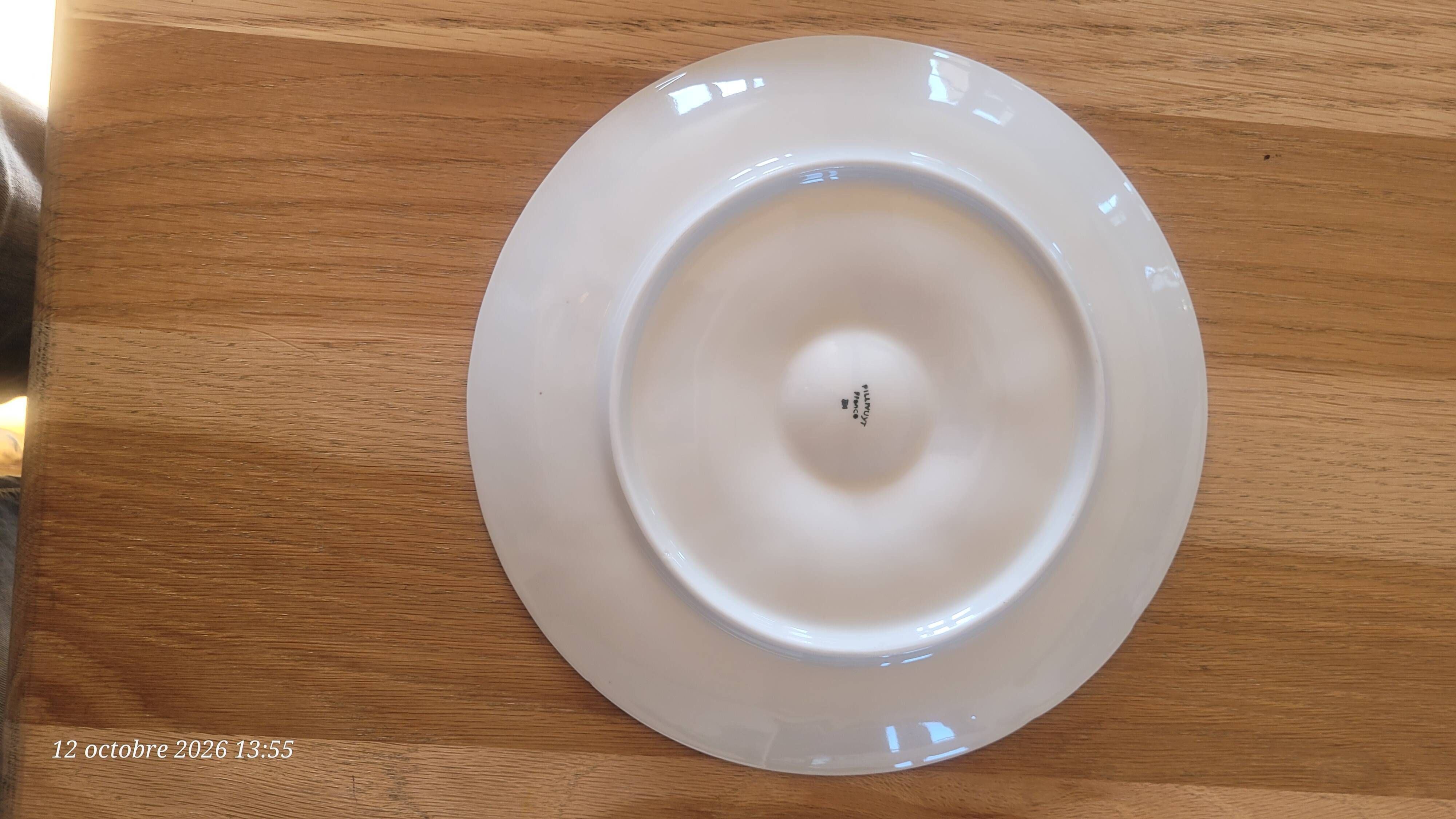 5 white porcelain oyster plates by Pillivuyt