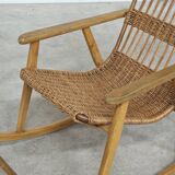 Rocking chair made of wood and wicker by ULUV from Czechoslovakia 1970