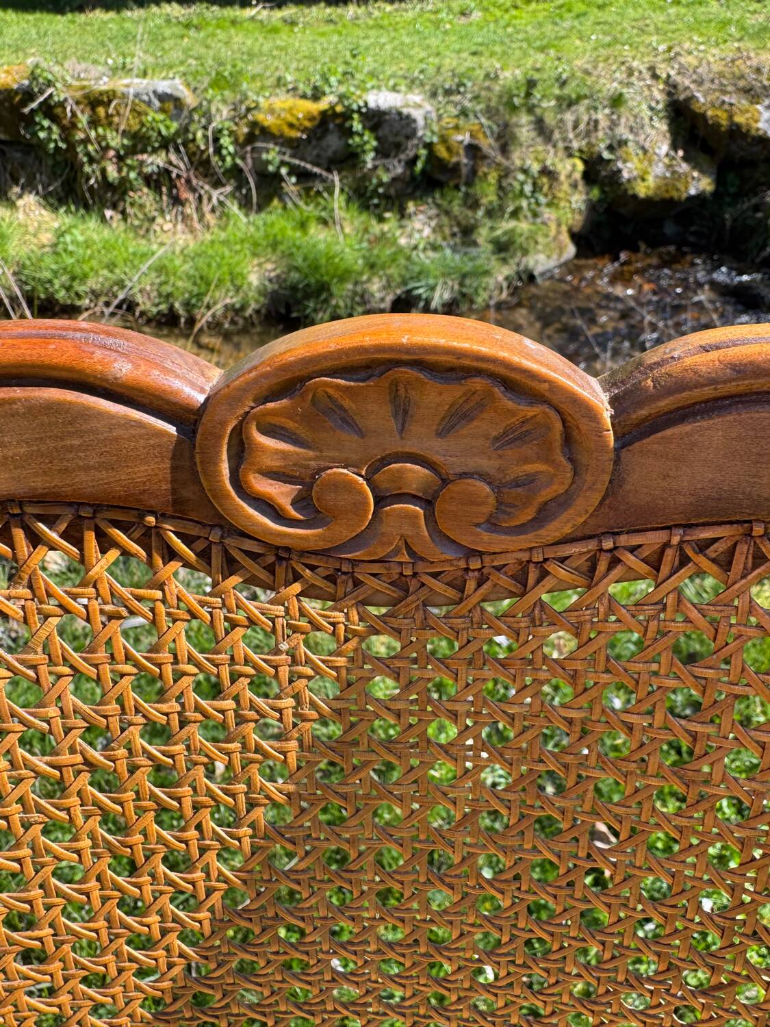 4 caned chairs in cherry wood – Louis XV style