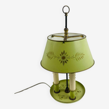 Hot water bottle lamp in lime green metal