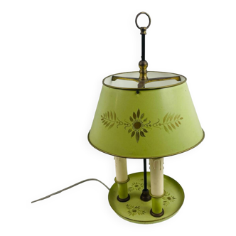 Hot water bottle lamp in lime green metal